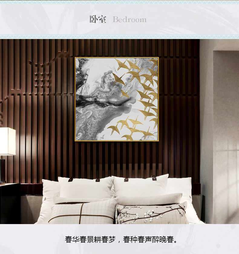 輕奢客廳臥室餐廳走廊玄關(guān)掛畫晶瓷畫 純手繪油畫 燕歸巢