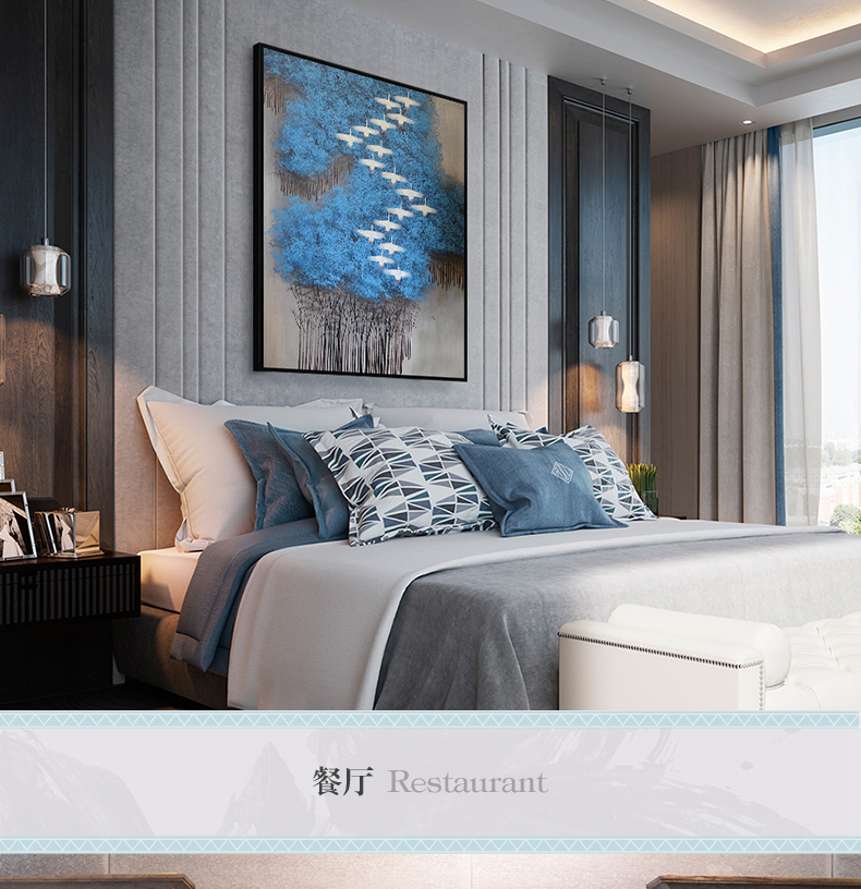 現(xiàn)代簡約抽象畫 客廳掛畫臥室藝術(shù)裝飾畫 手繪油畫  白雁過林