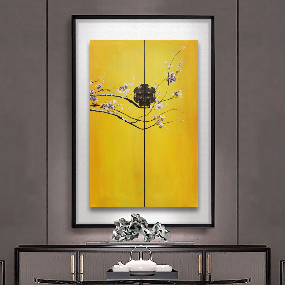 掛畫新中式禪意中國風立體畫 精品客廳三聯(lián)畫 玄關(guān)裝飾畫 原創(chuàng)實物畫 新品