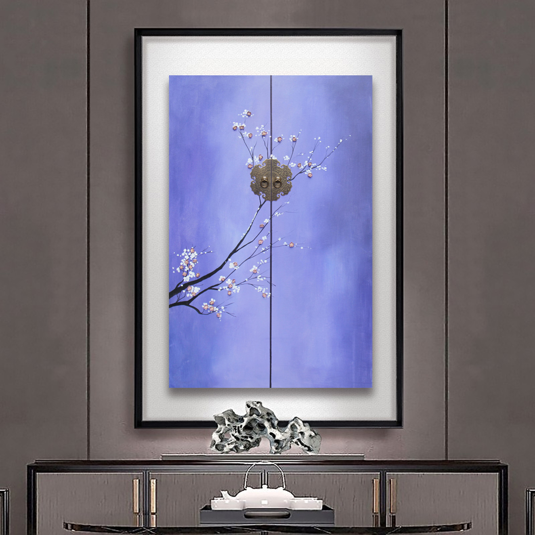 掛畫新中式禪意中國風立體畫 精品客廳三聯(lián)畫 玄關(guān)裝飾畫 原創(chuàng)實物畫 新品