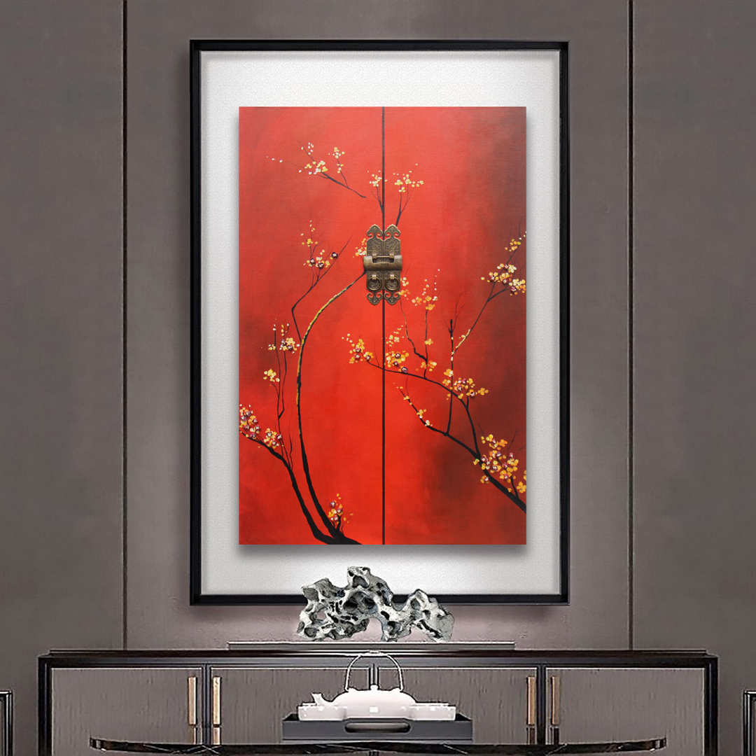 掛畫新中式禪意中國風立體畫 精品客廳三聯(lián)畫 玄關(guān)裝飾畫 原創(chuàng)實物畫 新品