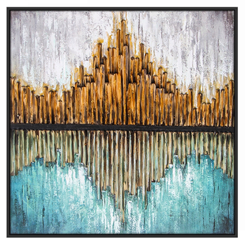 抽象客廳裝飾畫(huà) 臥室原創(chuàng)手繪實(shí)物畫(huà) 餐廳環(huán)保PS框掛畫(huà) 倒影