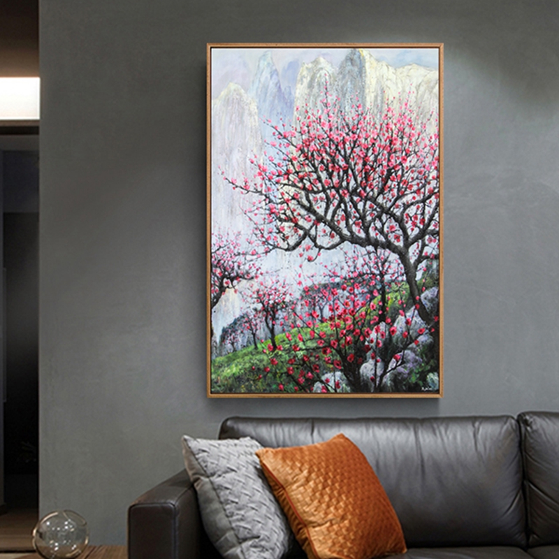 新中式客廳裝飾畫(huà) 書(shū)房原創(chuàng)純手繪梅花圖 臥室環(huán)保PS框掛畫(huà) 梅花圖2